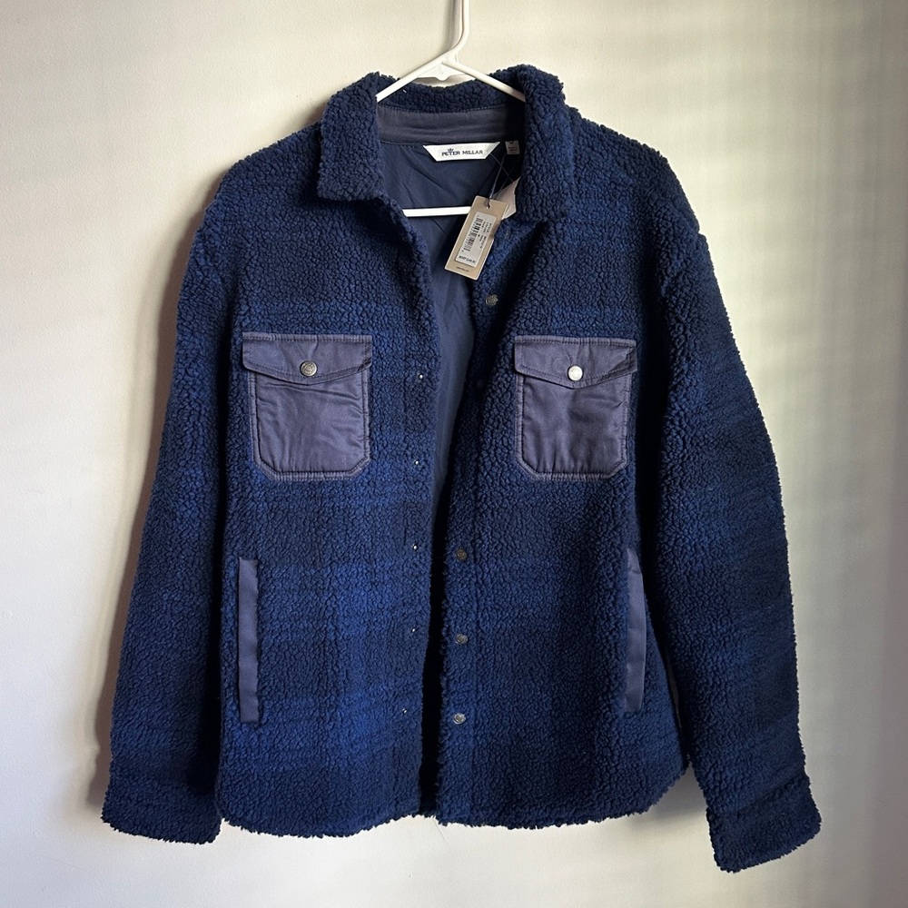 NWT Men’s Peter Millar High Pile Sherpa Shirt Jacket, MSRP $248